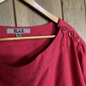 FLAX Linen Summer Midi Dress, Coral/Red